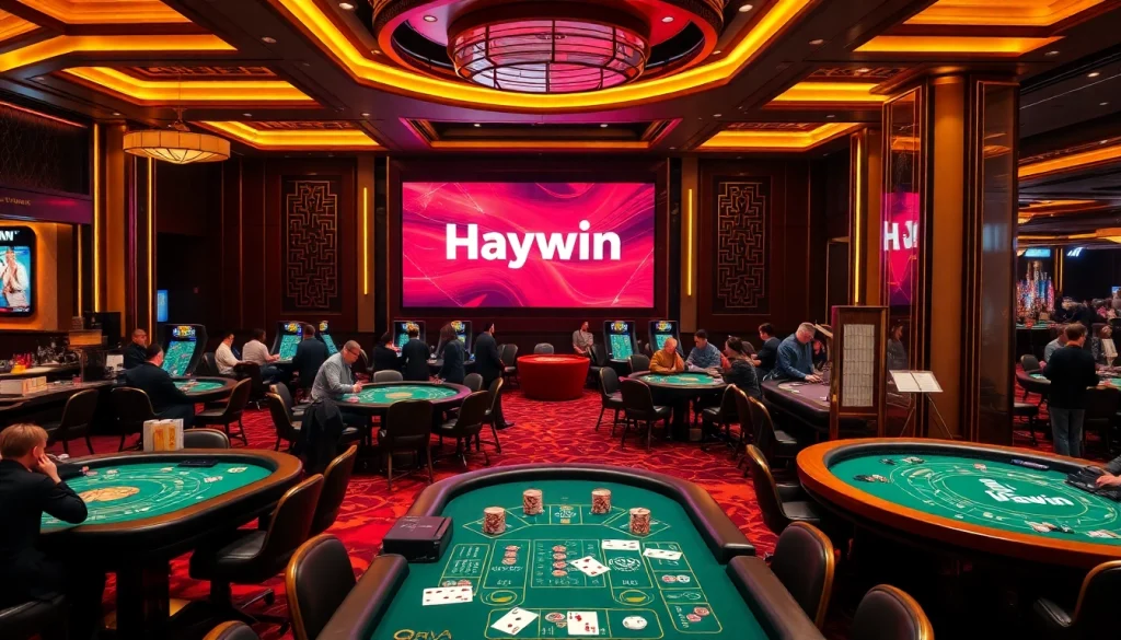 Experience thrilling moments at Haywin casino with vibrant gaming tables and excited players.