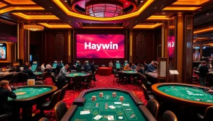 Experience thrilling moments at Haywin casino with vibrant gaming tables and excited players.
