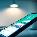 Explore the advanced features of GBWhatsApp on a modern mobile device in a professional setting.