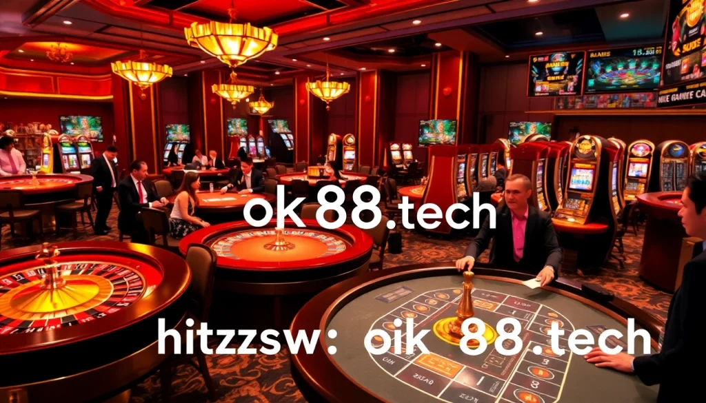 Experience excitement at https://ok88.tech/ with vibrant casino games featuring roulette and poker tables.