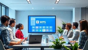 展示专业人士使用 WPS下载进行协作文档编辑的动态办公场景