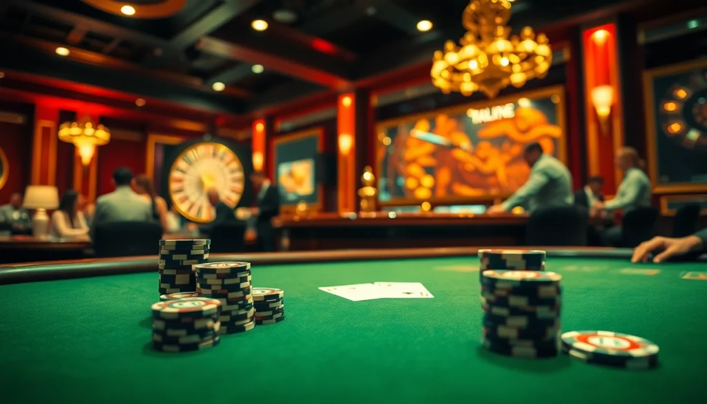 Engage with the exhilaration of thabet77org as players strategize around a luxurious casino poker table.