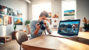 Enhance your photos with Lightroom presets for photographers showing a creative workspace.