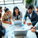Examine competitor pricing strategies during a business meeting with engaged professionals.