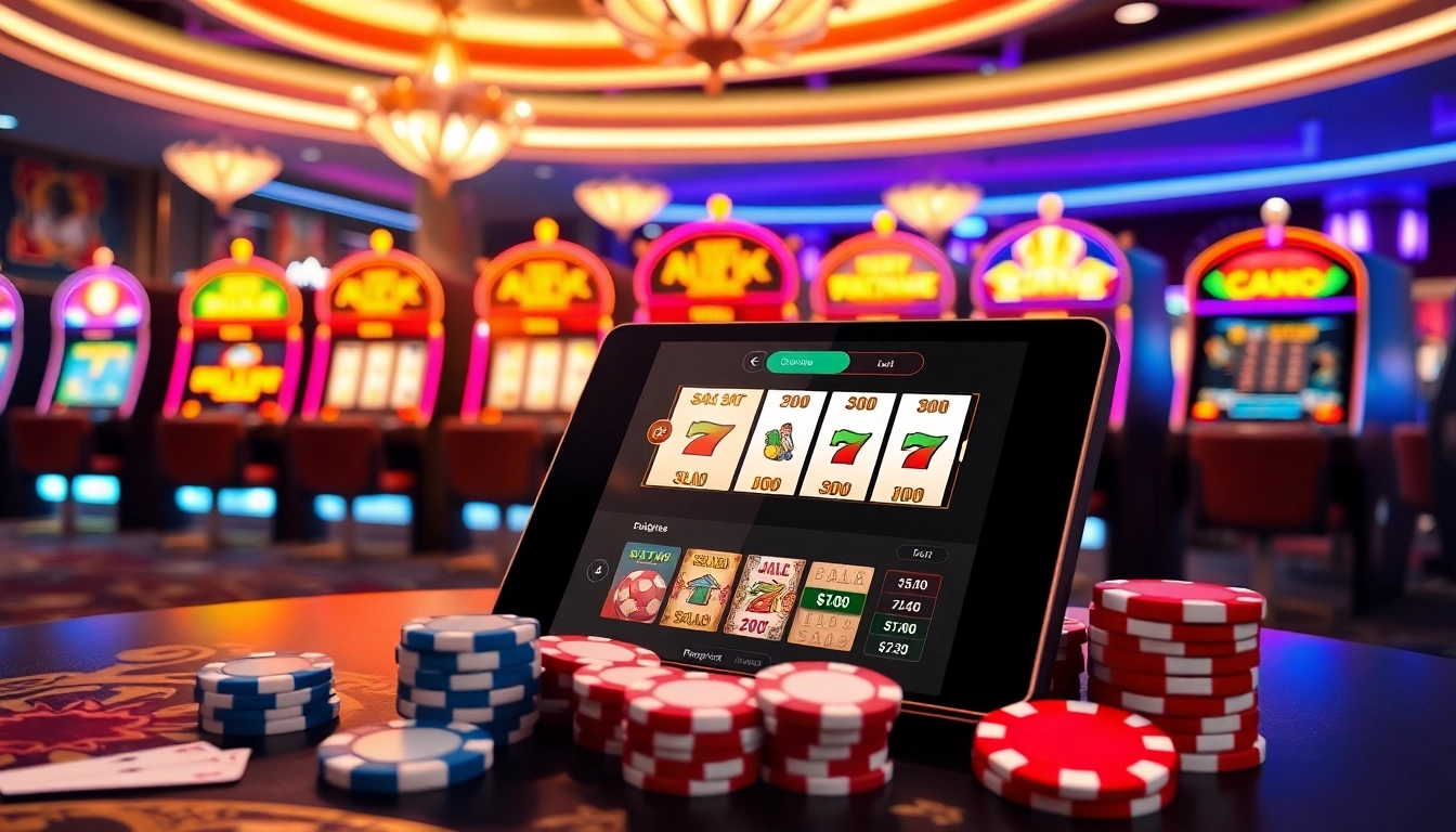 Rasakan kegembiraan Slot Server Thailand dengan mesin slot yang berwarna-warni dalam suasana kasino mewah.