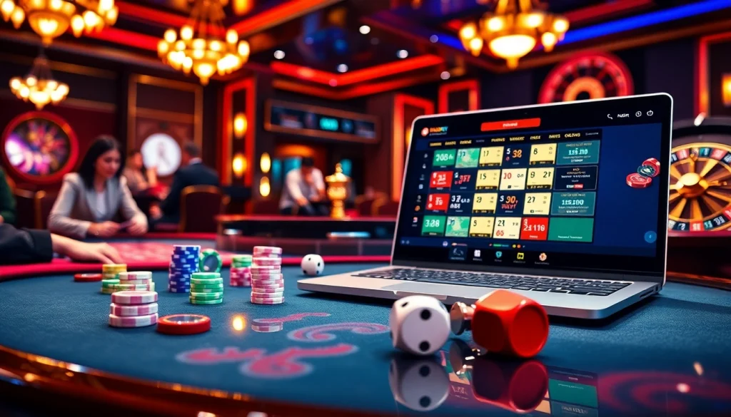 Exciting online gambling scene featuring Tài Xỉu MD5 at https://taixiumd5.fan/, showcasing vibrant casino elements.