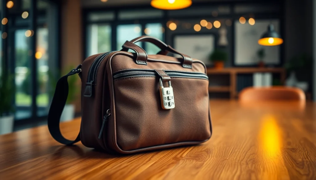 Praktische Handy Tasche abschließbar auf modernem Tisch mit Fokus auf Sicherheit