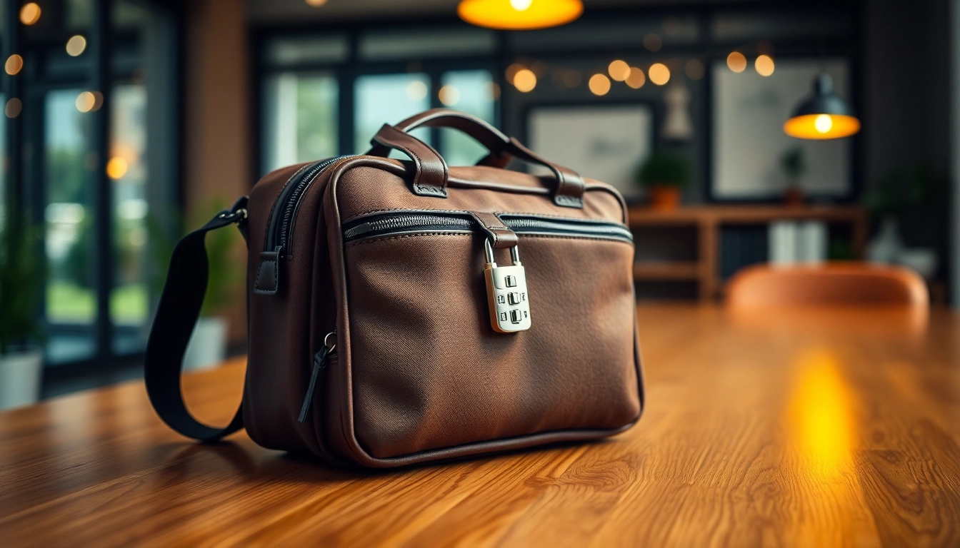 Praktische Handy Tasche abschließbar auf modernem Tisch mit Fokus auf Sicherheit