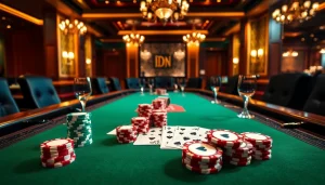 Engage in thrilling IDN poker play at a luxurious casino table filled with exciting action and strategy.