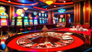 Experience the thrill of gambling at af88 com with an engaging casino scene featuring a roulette table.