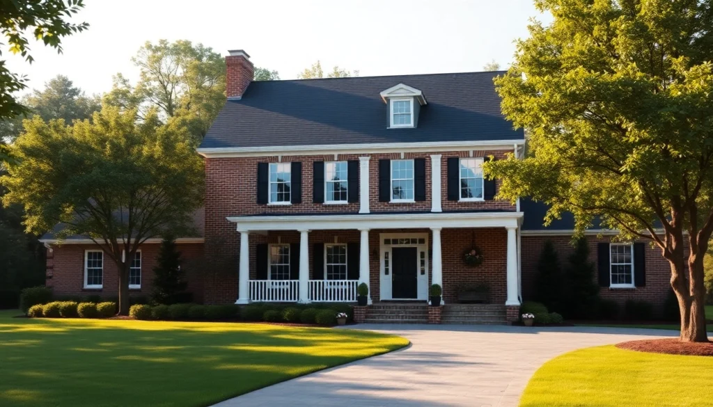 Sharon Custom Colonial New Build showcasing elegant architectural elements with lush surroundings.