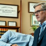 Engaging Seattle Social Security Disability Lawyer consulting a client in a professional office.