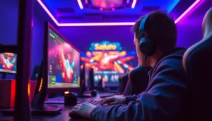 Menampilkan pemain fokus dalam permainan naga303 toto di lingkungan gaming yang mendebarkan.
