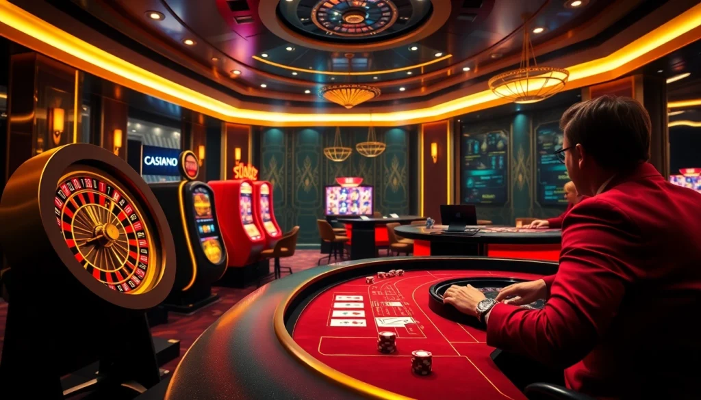 Vivez l'excitation du casino en ligne avec des éléments de jeu vibrants et une atmosphère numérique luxueuse.