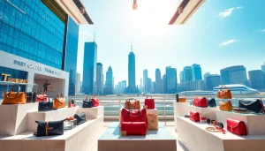 레플리카 제품을 도시 환경에서 스타일리시하게 전시한 이미지