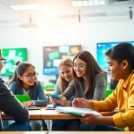 Iver Academy students collaborating in a modern classroom setting