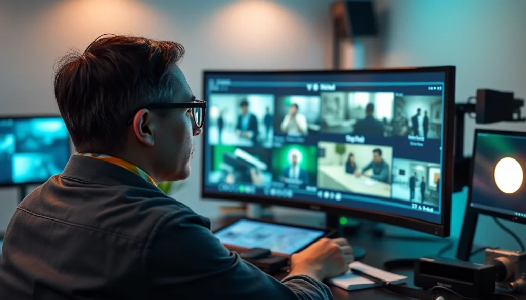 Advanced video to prompt analysis in a modern workspace with AI tools and vibrant visuals.
