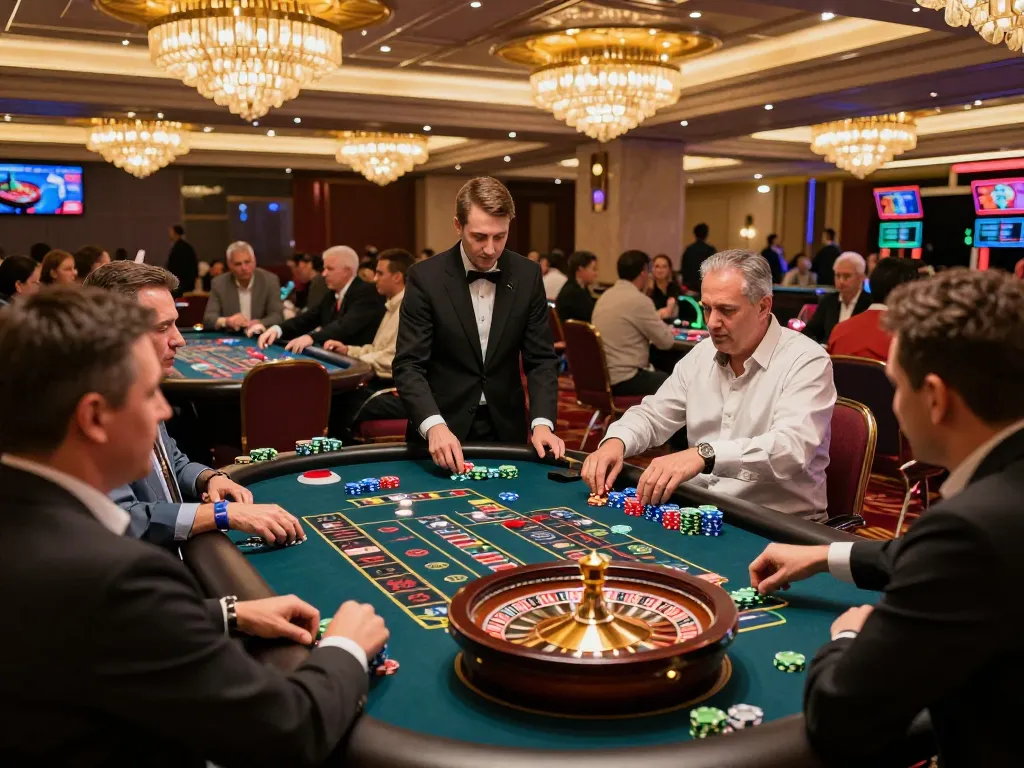 DH88 players engrossed in roulette action at a lively casino, highlighting strategic betting moments.