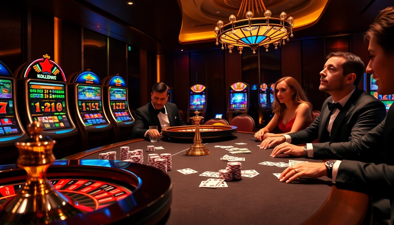 Excited players engage at a high-stakes SHBET poker table adorned with vibrant chips and cash.