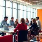 Brightet team collaboration in a vibrant workspace showcasing innovative discussion.