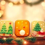 Vibrant christmas app icons showcasing holiday themes like trees and ornaments.