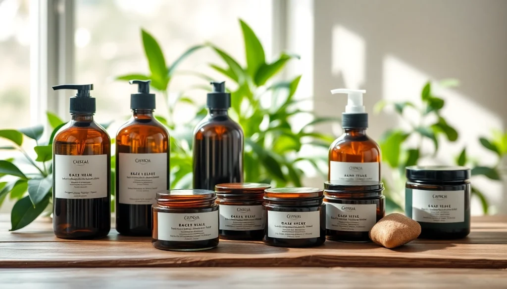Upotreba prirodne kozmetike uz proizvode na drvenom stolu i biljkama u pozadini.