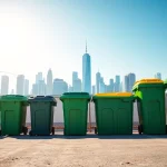 Efficient garbage removal bins showcased at a construction site for waste management.