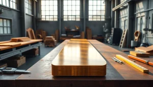 Prim-plan al Platbandăi de alamă, evidențiind finisajul său neted și dimensiunile într-un atelier modern.