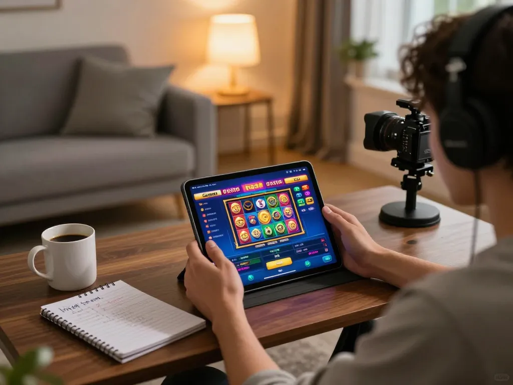 Player engaging with tg88 casino app on tablet, enjoying immersive online gaming experience at home
