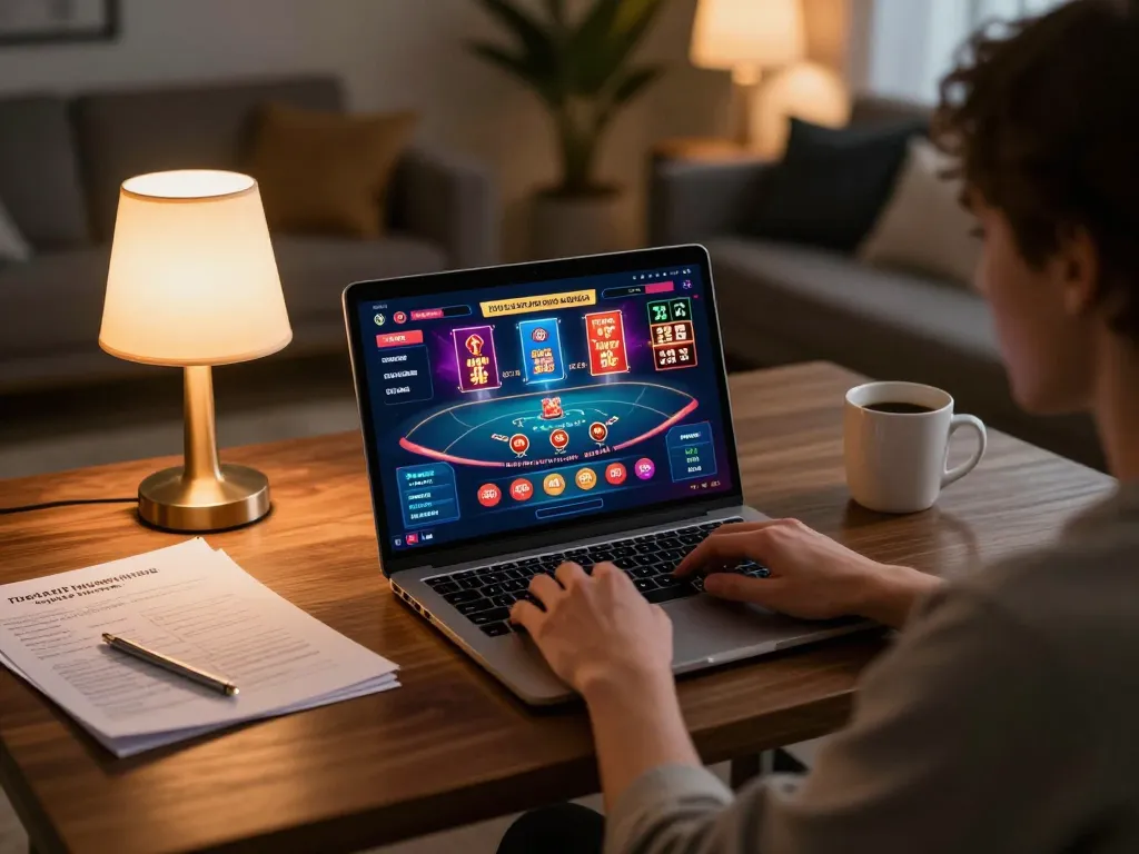 Enjoying an engaging online gaming session on a laptop featuring 678vip casino games.