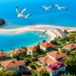 Beautiful villas and apartments for sale in Alanya, Turkey, overlooking stunning Mediterranean coast.