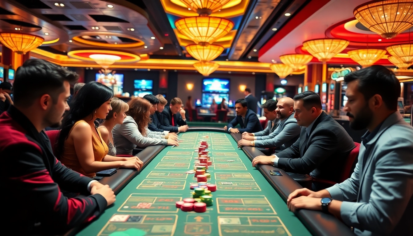 Experience a lively atmosphere at a non gamstop casino with engaged players and vibrant decor.