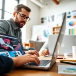 Crafting a unique Website Design Hereford in a bright and creative workspace