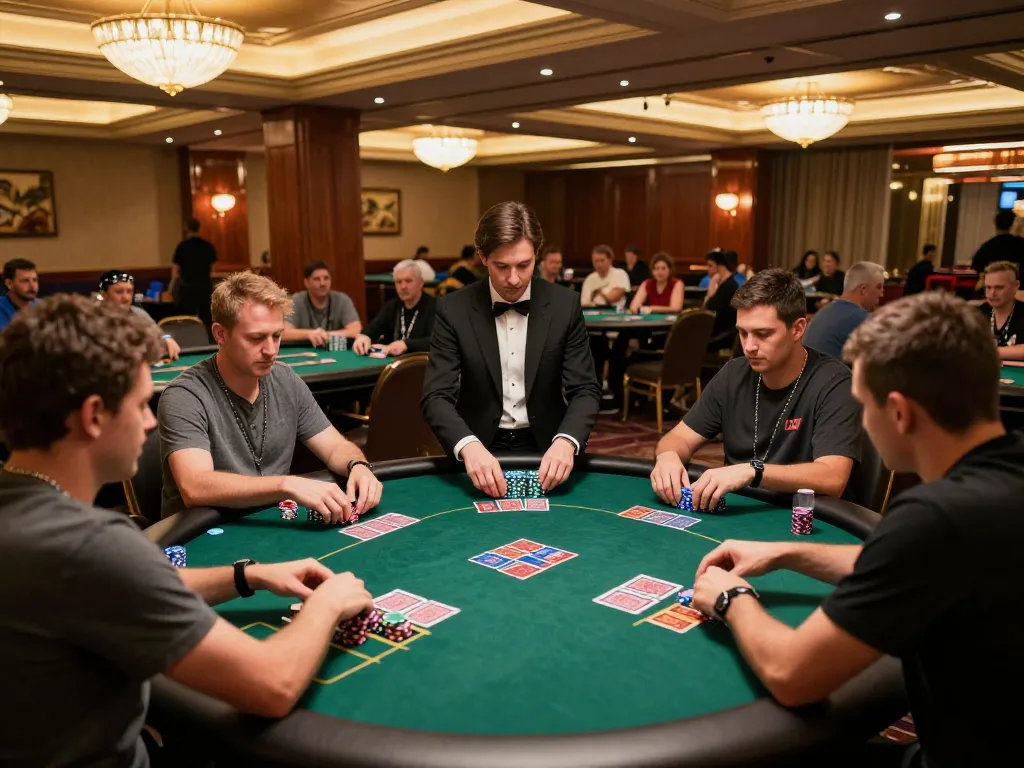 Players enjoy intense poker action at 388bet Casino, featuring vibrant gameplay and competitive atmosphere.