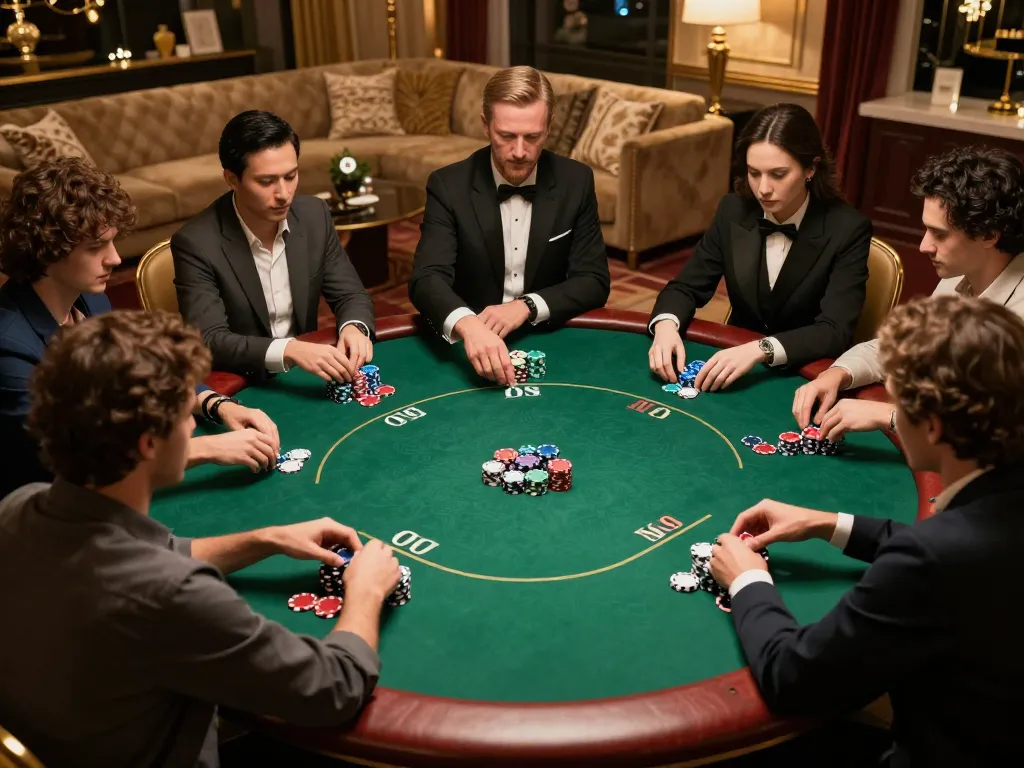 Engaging vipwin poker game in an upscale private room showcasing strategy and excitement.