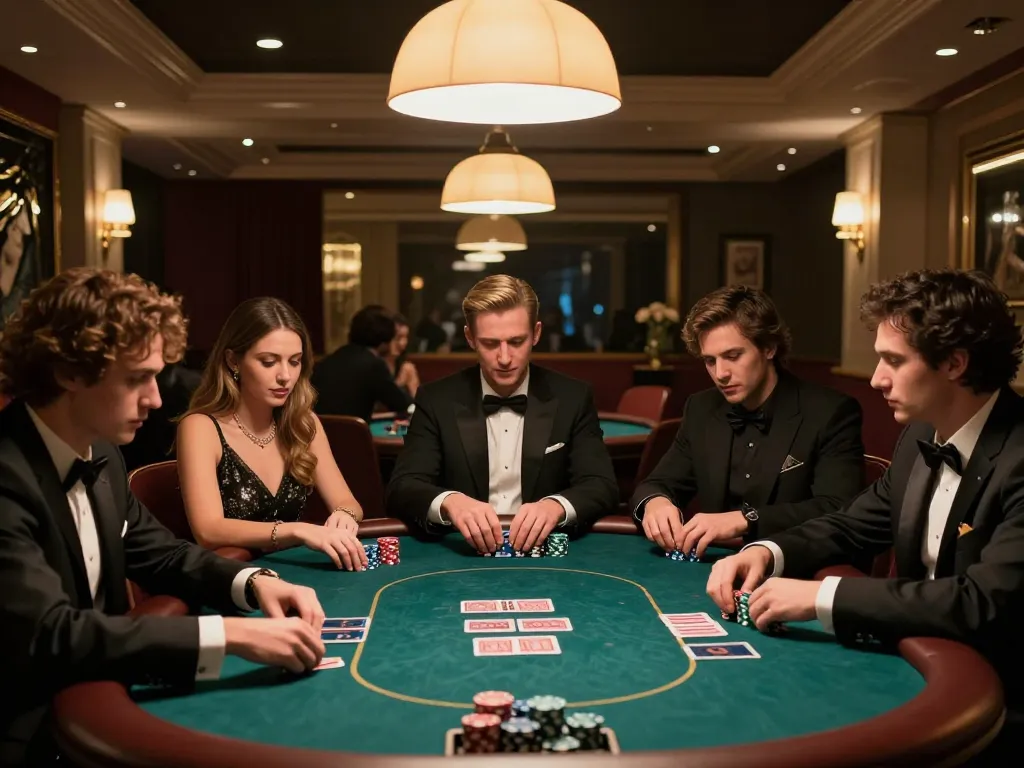 Players strategizing during a game at KKWIN's upscale poker table.