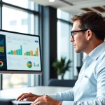 Visualize demand planning software dashboard with comprehensive analysis displayed on screen.