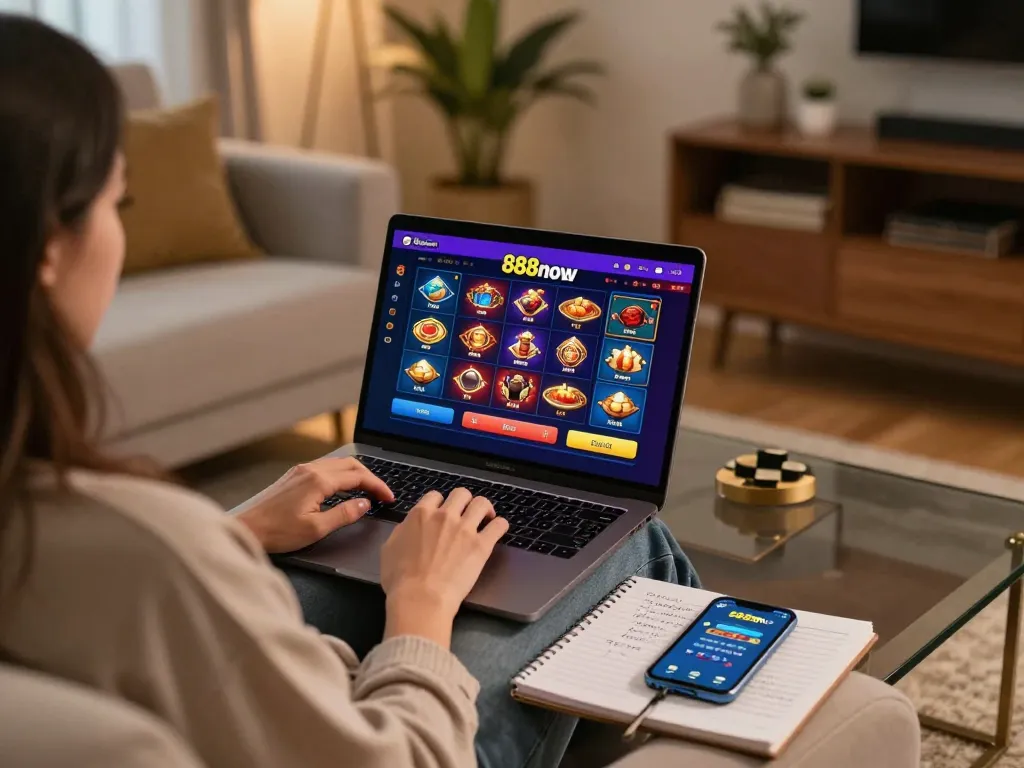 Engage in 888now đăng nhập while using a laptop to access various online games.