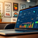 Analizując dane SEO na rankingo.net, nowoczesna przestrzeń biurowa w tle.