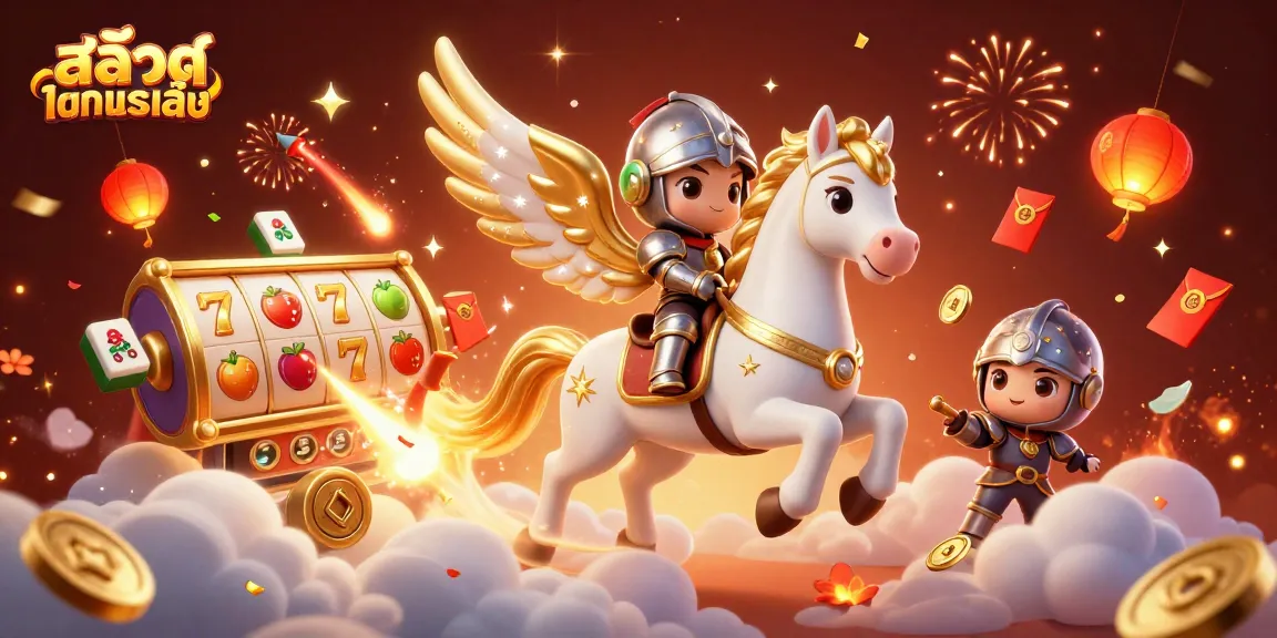 Experience thrilling สล็อตทดลองเล่น with spinning slot reels and festive elements in a vibrant casino scene.