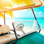 Rent a vibrant golf cart for an exciting adventure in Golf Cart Rental San Pedro Belize.