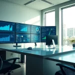 Engaging interface of an enterprise ai assistant enhancing productivity in a modern office.