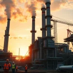 Engaging view of a modern steel mill highlighting safety and productivity in steel production.