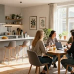 Gemütliche Monteurwohnung Hannover mit modernem Wohnbereich und Arbeitszone, ideal für Monteure und Geschäftsreisende.