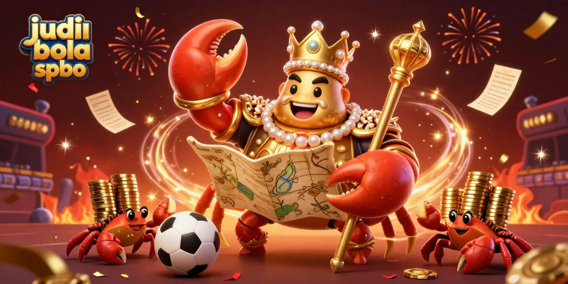 Engage with judi bola spbo through a dynamic sports betting scene featuring a golden crab emperor.
