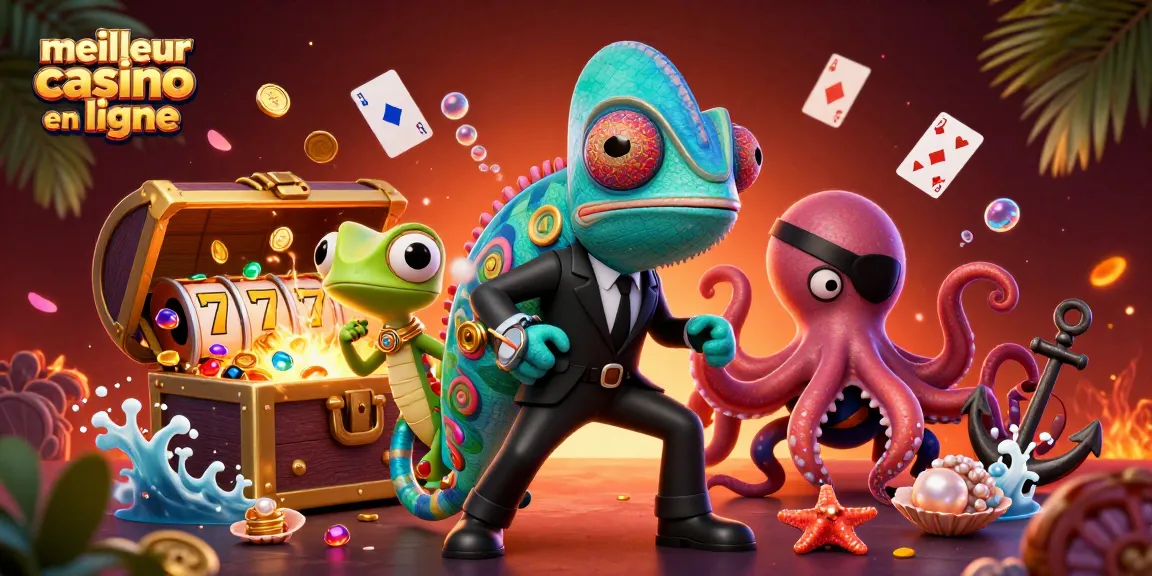 Découvrez le meilleur casino en ligne avec une illustration dynamique de jeux captivants et des personnages uniques.