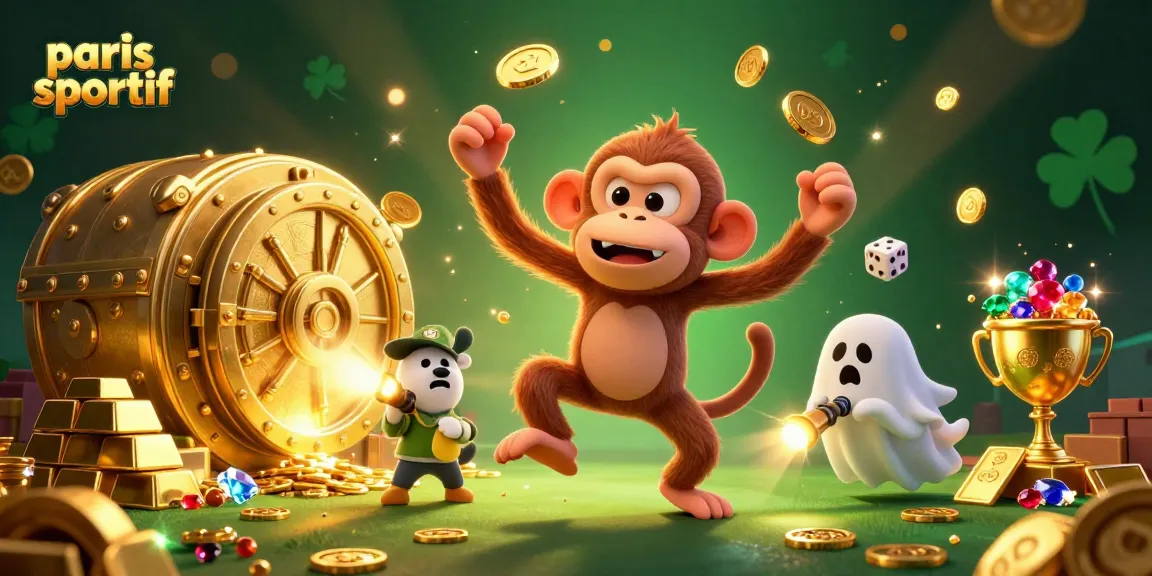 Pari sportif : un singe fantôme malicieux jonglant avec des pièces d'or dans un casino hanté.