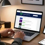 Nexus darknet market link showcased on a laptop in a modern workspace, illuminating user engagement and security.